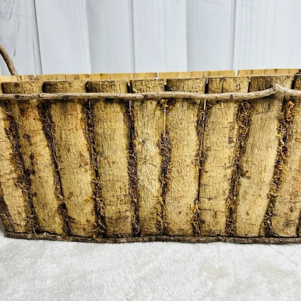 Decorative Wooden Basket Planter with Moss Look 15L x 7.5W x 6.5H